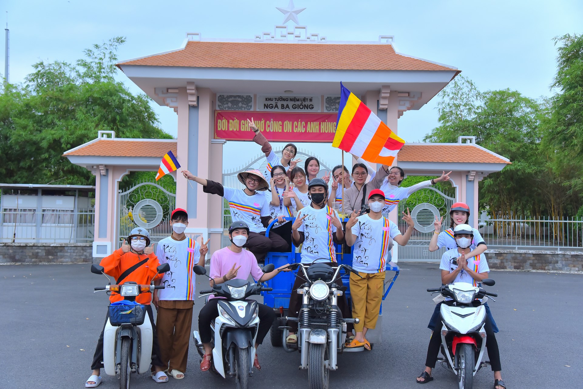 Parade of bicycles decorated with flowers to welcome the Buddha's Birthday (Buddhist Calendar 2567 - Solar Calendar 2023)
