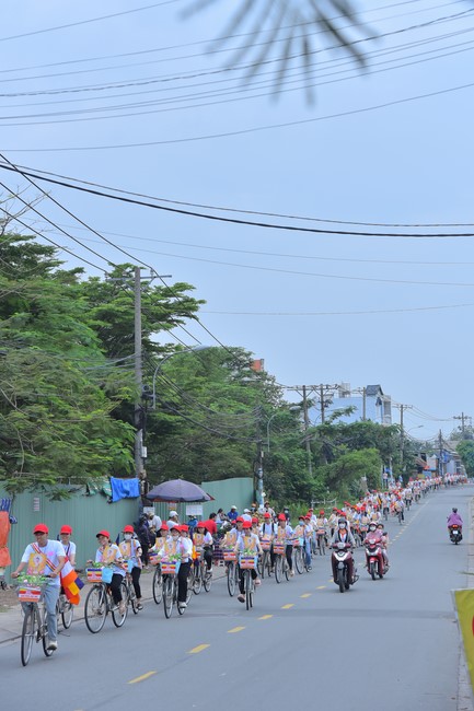 Parade of bicycles decorated with flowers to welcome the Buddha's Birthday (Buddhist Calendar 2567 - Solar Calendar 2023)
