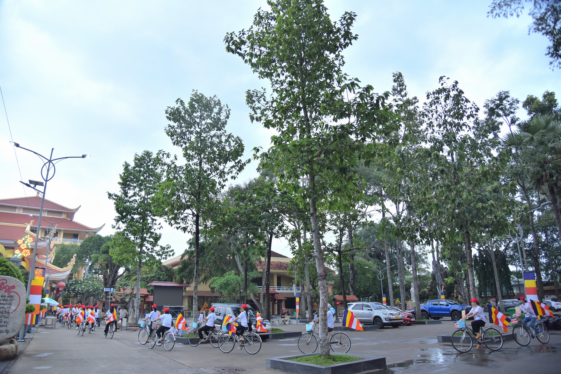 Parade of bicycles decorated with flowers to welcome the Buddha's Birthday (Buddhist Calendar 2567 - Solar Calendar 2023)