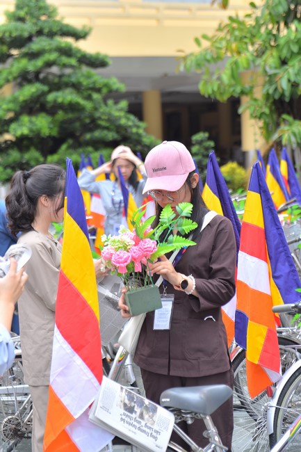 Parade of bicycles decorated with flowers to welcome the Buddha's Birthday (Buddhist Calendar 2567 - Solar Calendar 2023)