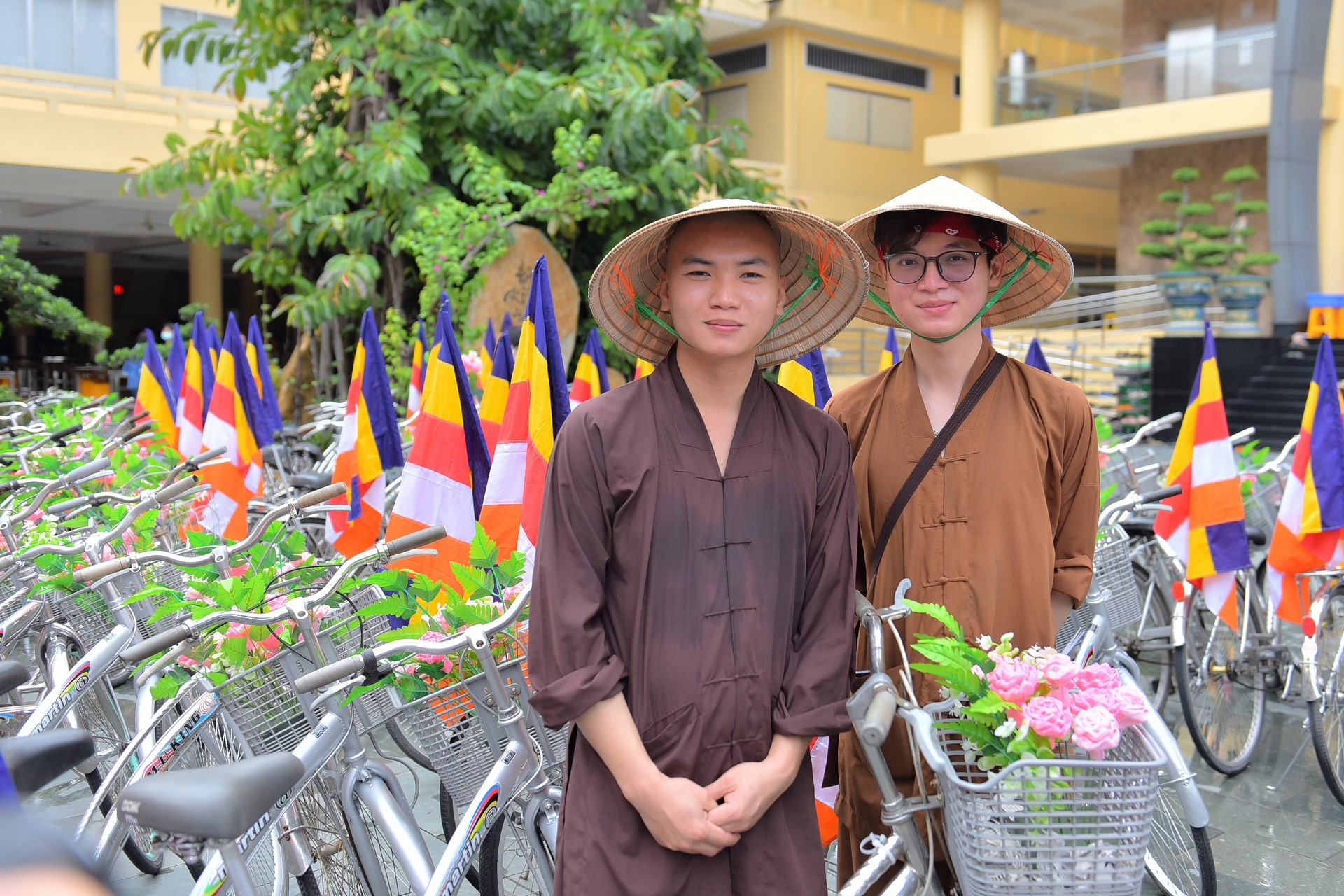 Parade of bicycles decorated with flowers to welcome the Buddha's Birthday (Buddhist Calendar 2567 - Solar Calendar 2023)