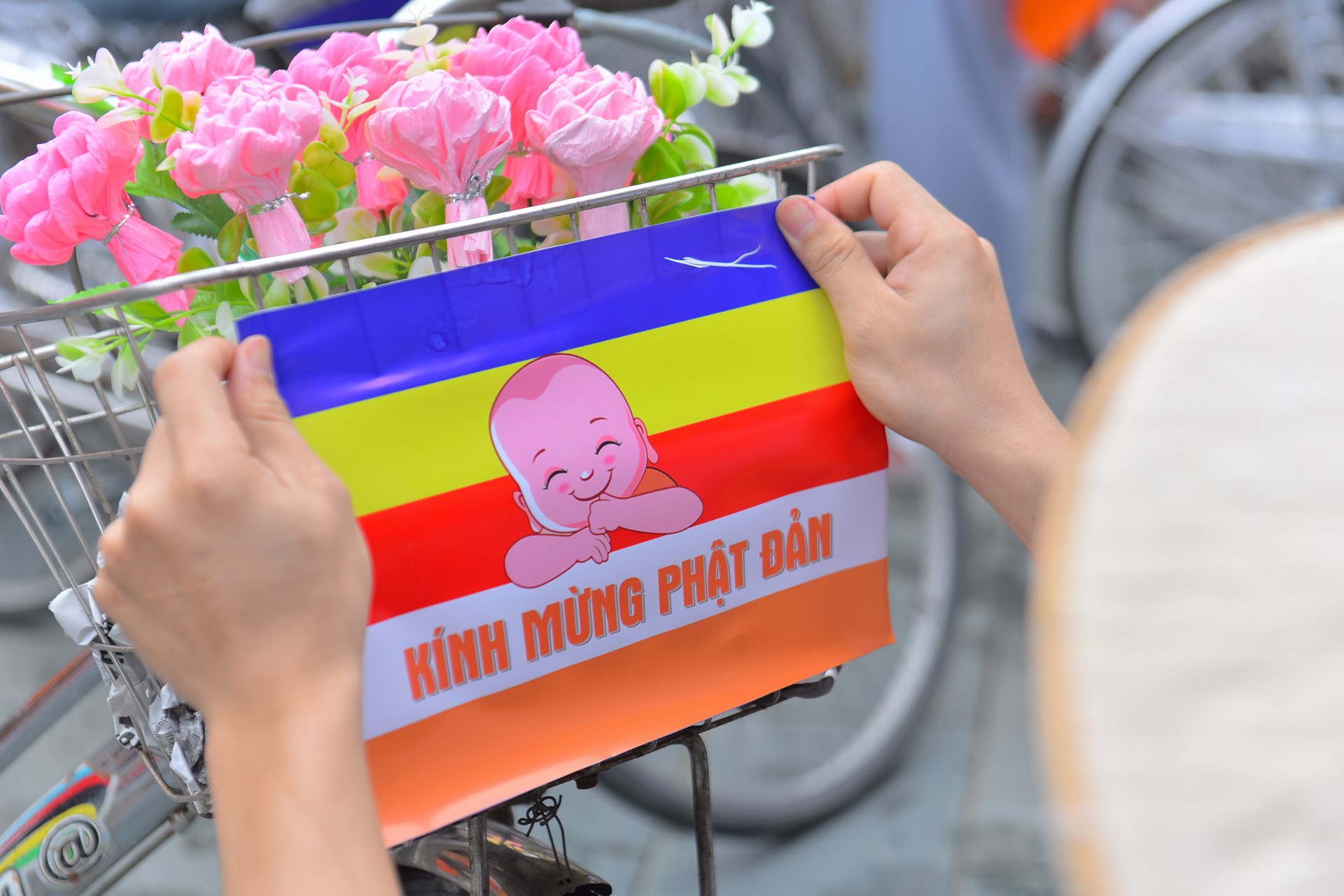Parade of bicycles decorated with flowers to welcome the Buddha's Birthday (Buddhist Calendar 2567 - Solar Calendar 2023)