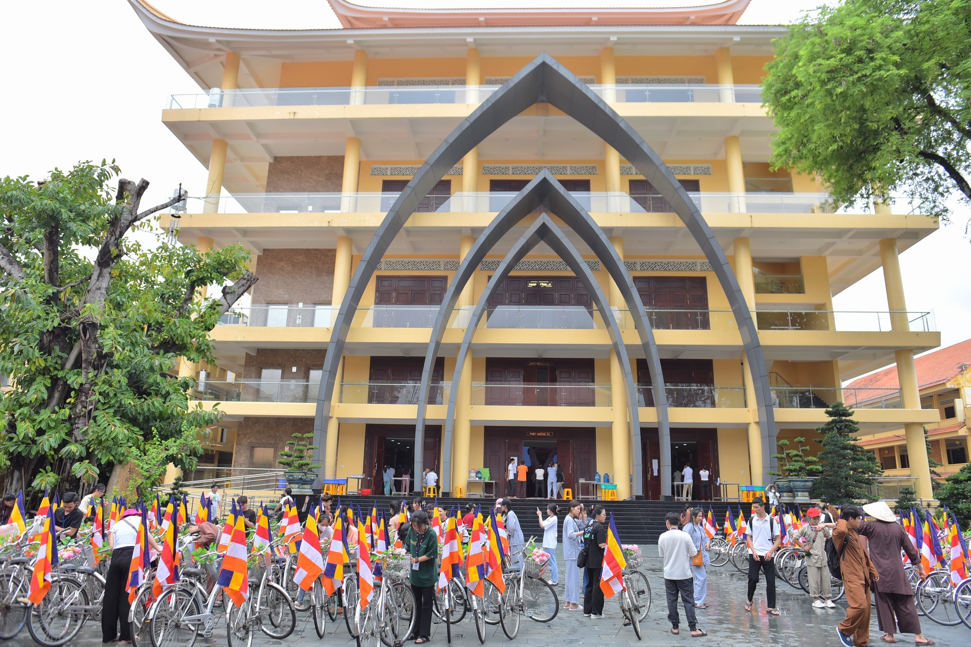 Parade of bicycles decorated with flowers to welcome the Buddha's Birthday (Buddhist Calendar 2567 - Solar Calendar 2023)