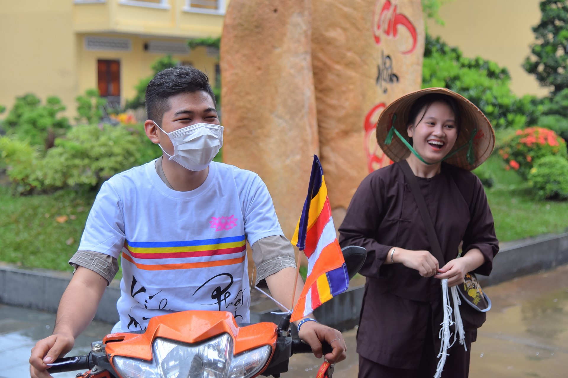 Parade of bicycles decorated with flowers to welcome the Buddha's Birthday (Buddhist Calendar 2567 - Solar Calendar 2023)