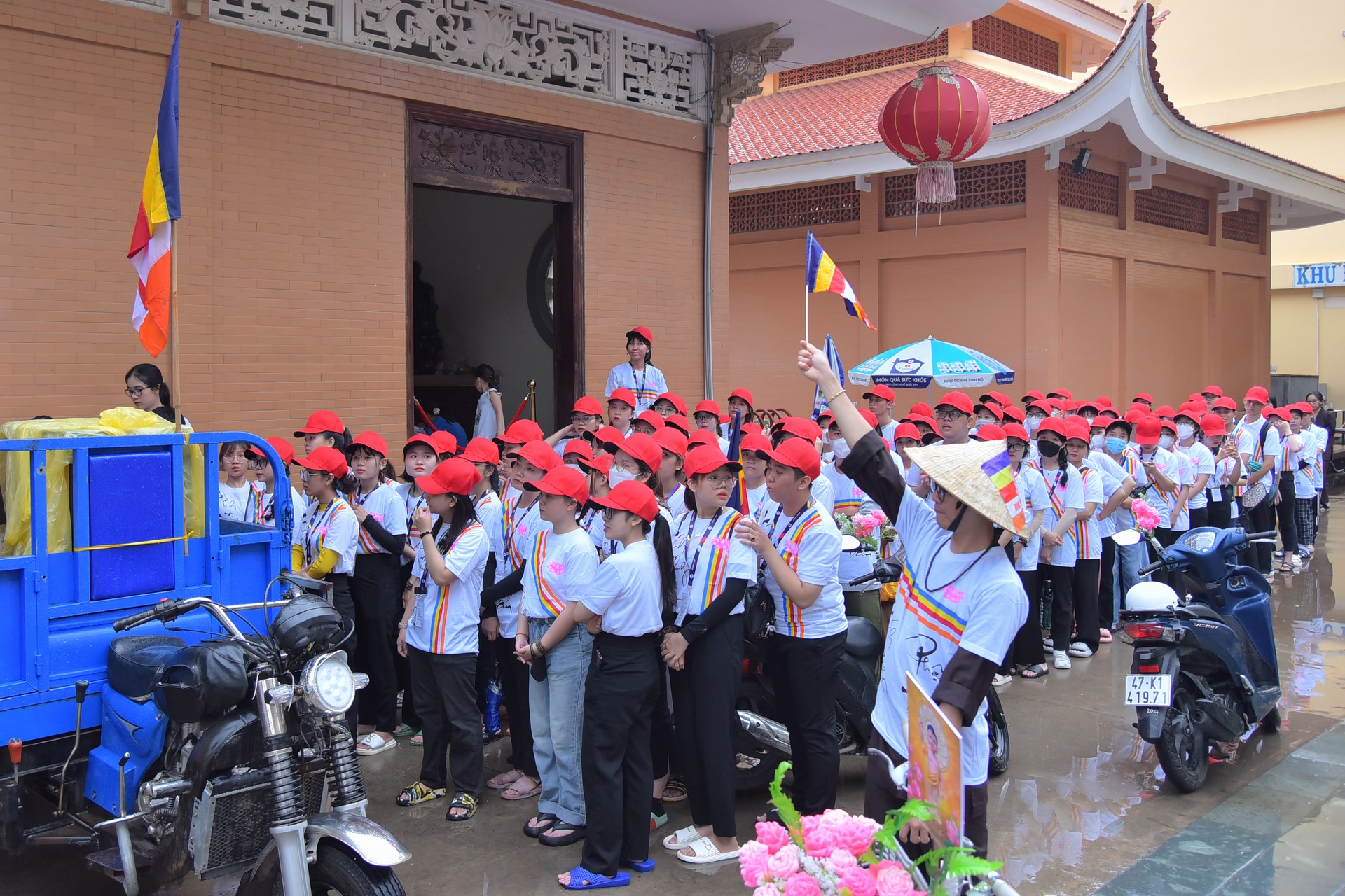 Parade of bicycles decorated with flowers to welcome the Buddha's Birthday (Buddhist Calendar 2567 - Solar Calendar 2023)