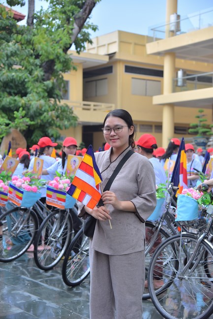 Parade of bicycles decorated with flowers to welcome the Buddha's Birthday (Buddhist Calendar 2567 - Solar Calendar 2023)