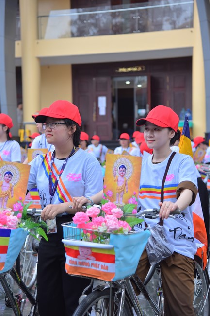 Parade of bicycles decorated with flowers to welcome the Buddha's Birthday (Buddhist Calendar 2567 - Solar Calendar 2023)