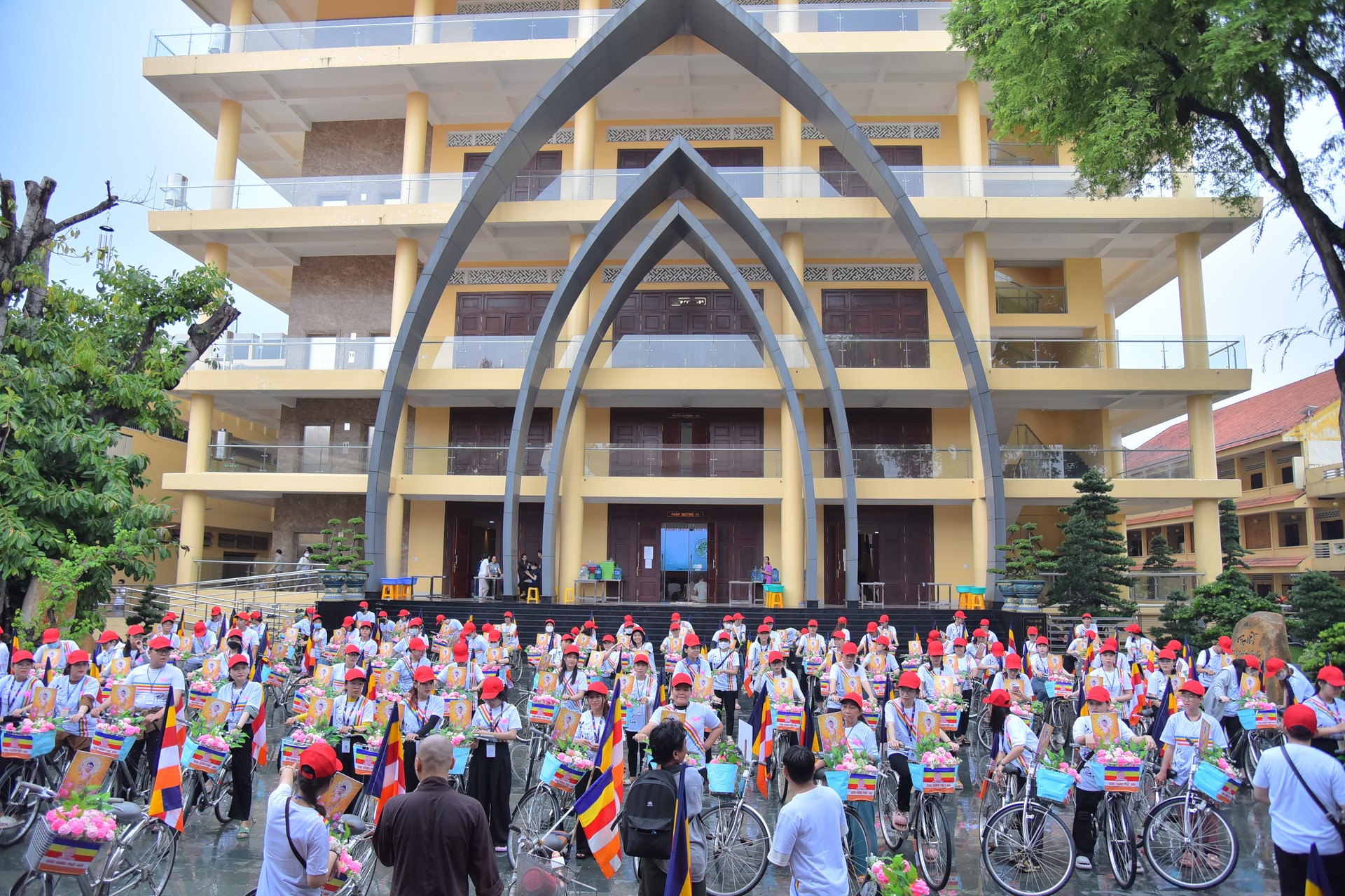 Parade of bicycles decorated with flowers to welcome the Buddha's Birthday (Buddhist Calendar 2567 - Solar Calendar 2023)