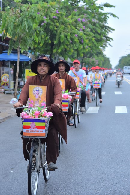 Parade of bicycles decorated with flowers to welcome the Buddha's Birthday (Buddhist Calendar 2567 - Solar Calendar 2023)