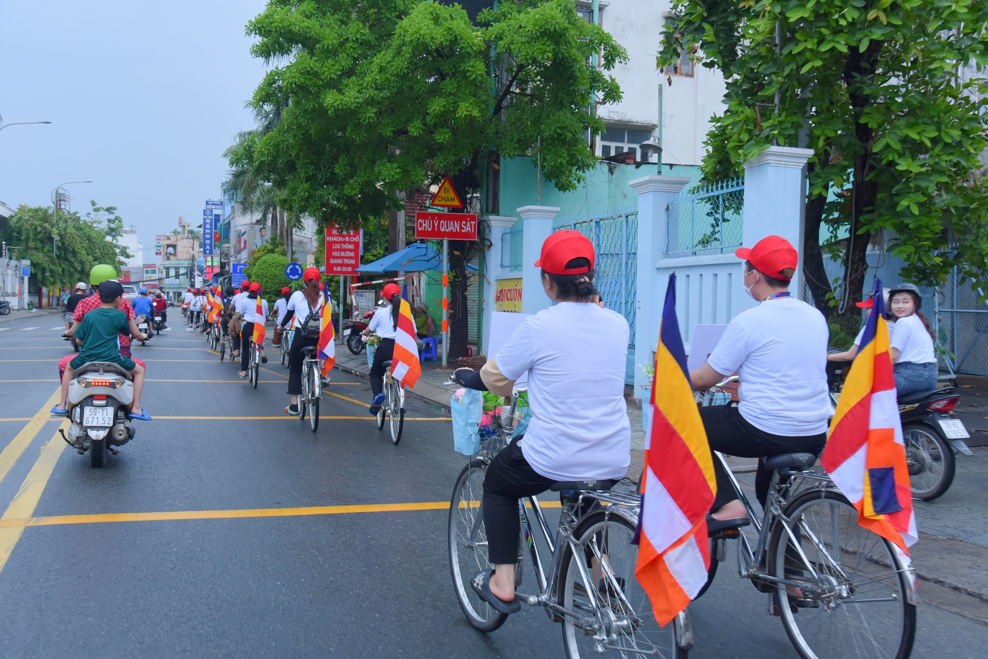 Parade of bicycles decorated with flowers to welcome the Buddha's Birthday (Buddhist Calendar 2567 - Solar Calendar 2023)