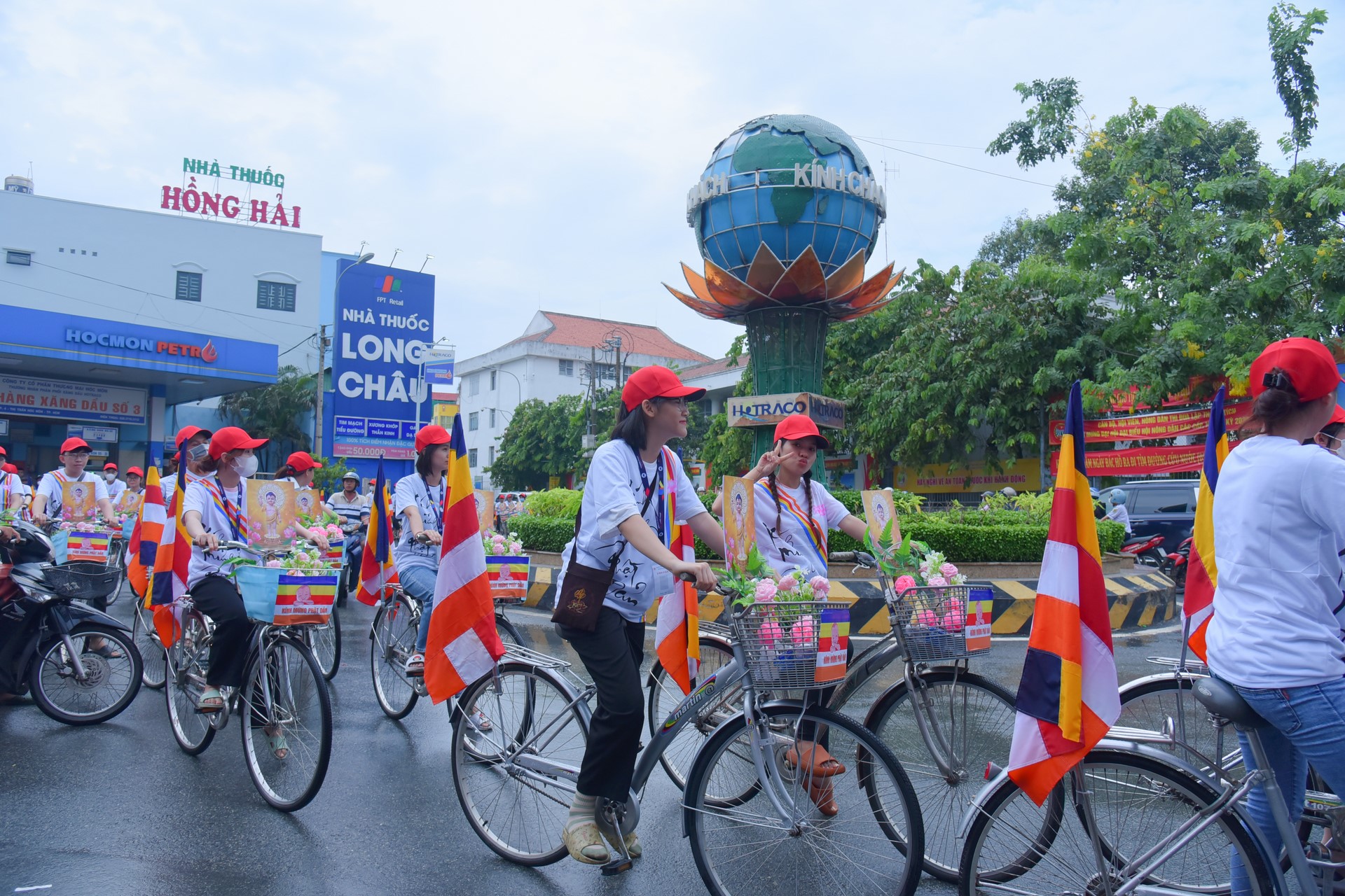 Parade of bicycles decorated with flowers to welcome the Buddha's Birthday (Buddhist Calendar 2567 - Solar Calendar 2023)