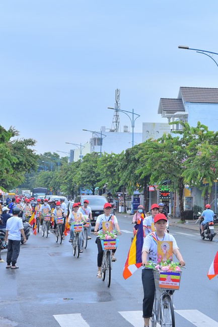 Parade of bicycles decorated with flowers to welcome the Buddha's Birthday (Buddhist Calendar 2567 - Solar Calendar 2023)