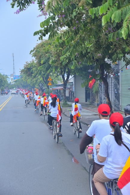 Parade of bicycles decorated with flowers to welcome the Buddha's Birthday (Buddhist Calendar 2567 - Solar Calendar 2023)