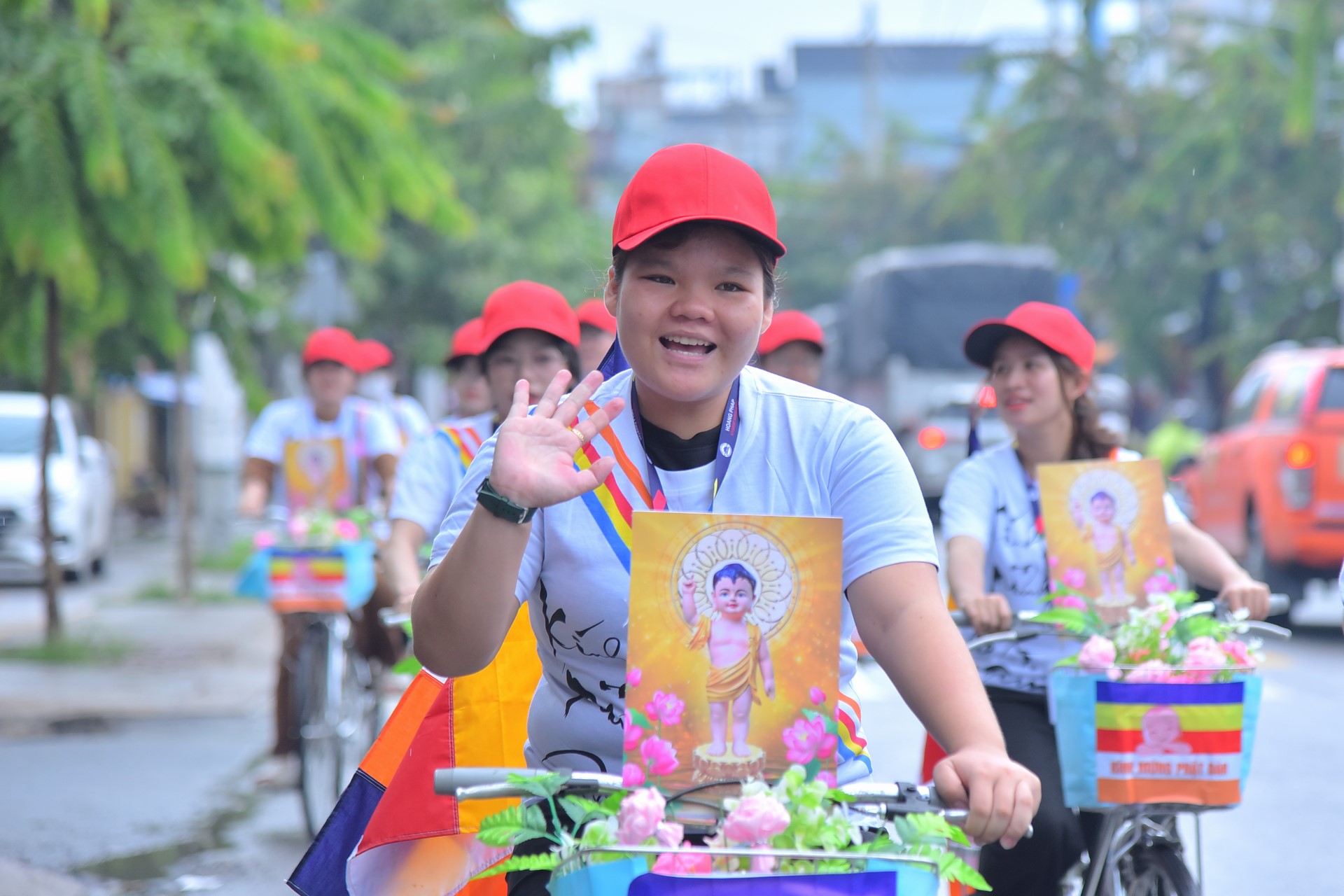 Parade of bicycles decorated with flowers to welcome the Buddha's Birthday (Buddhist Calendar 2567 - Solar Calendar 2023)
