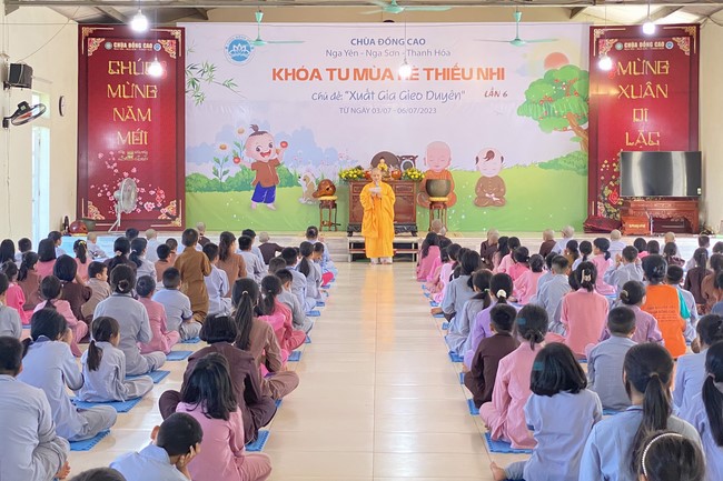 Summer Retreat for children in 2023 at Dong Cao pagoda, Thanh Hoa