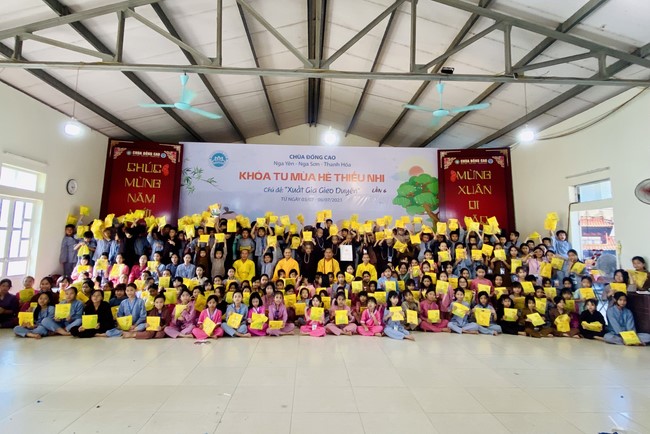 Summer Retreat for children in 2023 at Dong Cao pagoda, Thanh Hoa