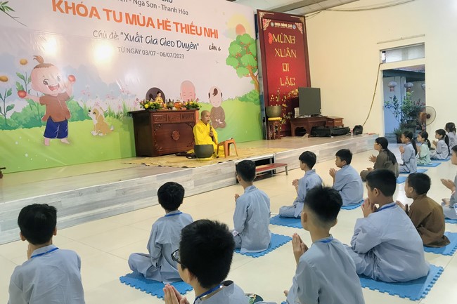 Summer Retreat for children in 2023 at Dong Cao pagoda, Thanh Hoa