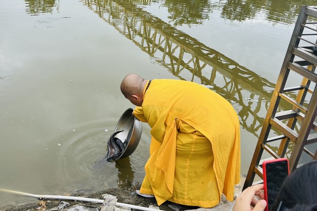 Practice and charity on the full moon day at Dong Cao Pagoda, Thanh Hoa