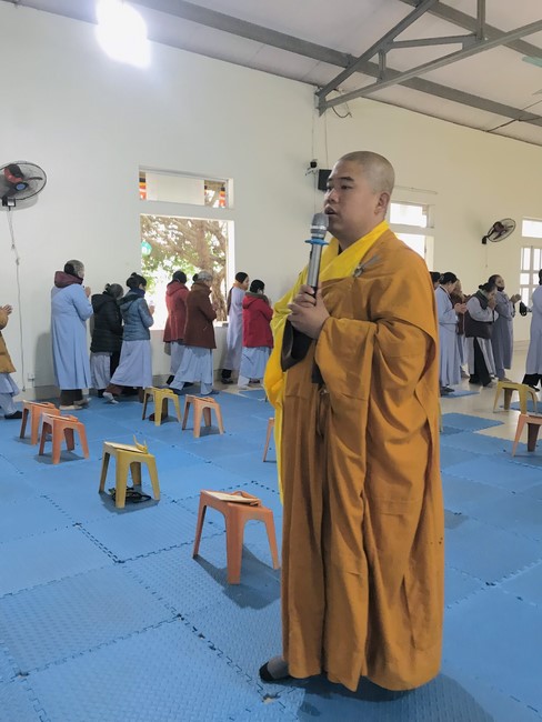 Year End Practice, a past year closing program, giving Tet gifts at Dong Cao pagoda