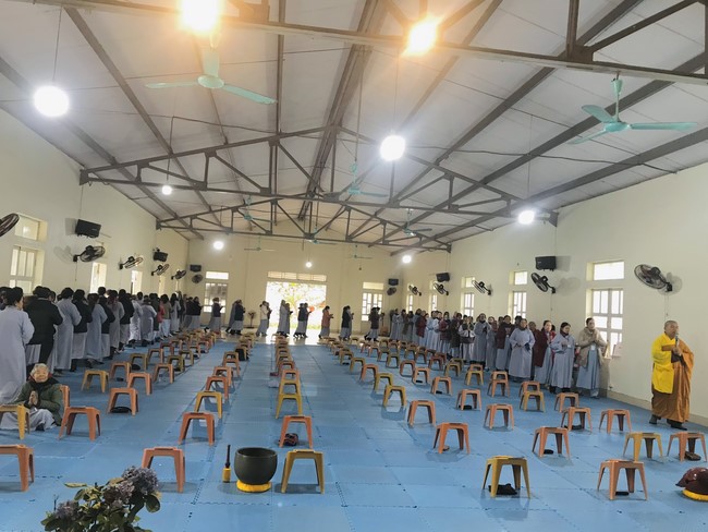 Year End Practice, a past year closing program, giving Tet gifts at Dong Cao pagoda
