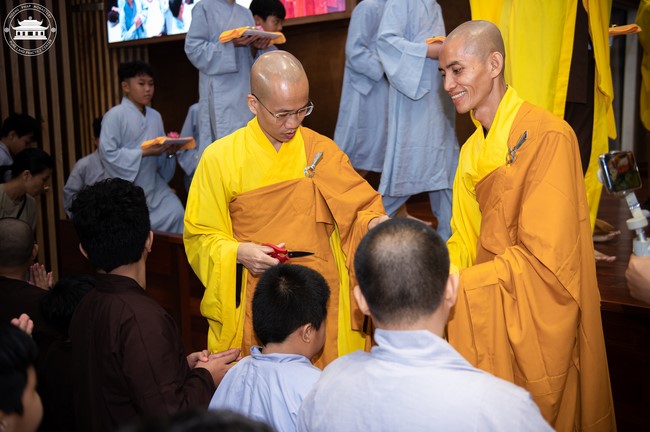 Starting the Temporary Ordination Retreat for Children in Summer with the theme Sowing compassion seeds