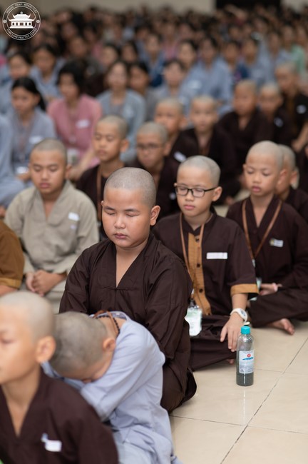 Starting the Temporary Ordination Retreat for Children in Summer with the theme Sowing compassion seeds