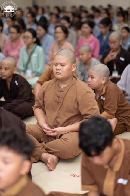 Starting the Temporary Ordination Retreat for Children in Summer with the theme Sowing compassion seeds