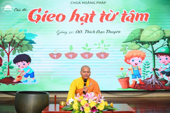 Dharma talk: Sowing seeds compassion preaching by Junior Thich Dao Thuyen - The second day of temporary ordination retreat for Children in Summer 2024