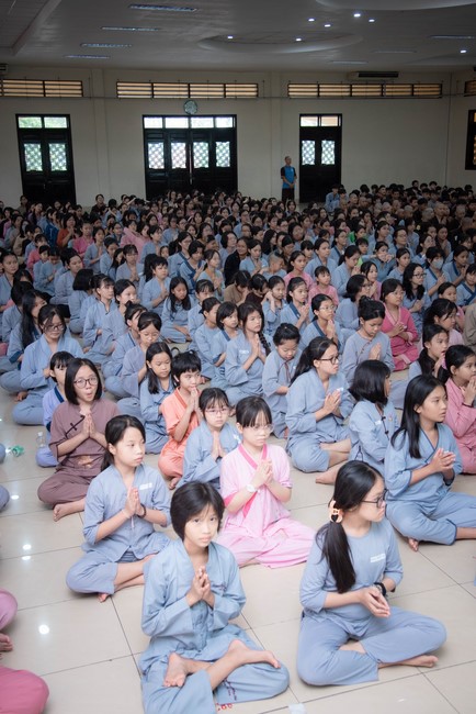 Dharma talk: Sowing seeds compassion preaching by Junior Thich Dao Thuyen - The second day of temporary ordination retreat for Children in Summer 2024