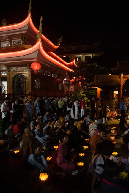 Candle Lighting Night of Ullambana Ceremony holding by Hieu and Thuong Group