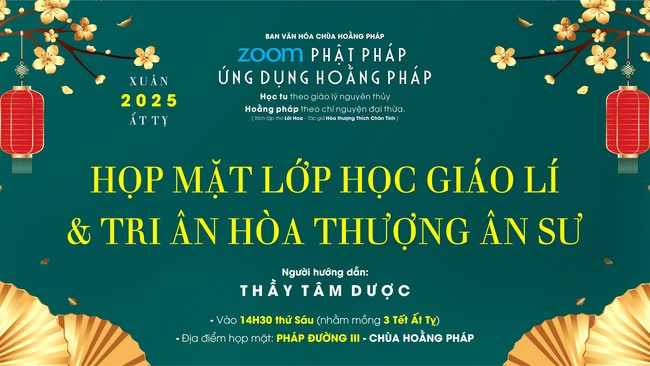 Lớp “Phật Pháp Ứng Dụng Hoằng Pháp”: Tu học giáo lí  3 ngày đầu xuân Ất Tỵ 2025