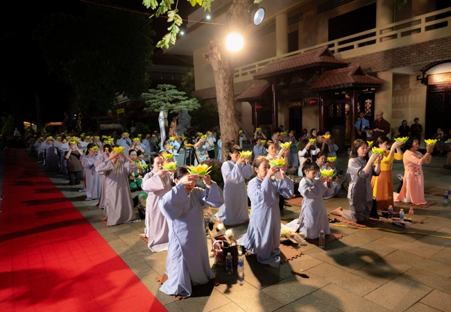 Candle Lighting Night of Ullambana Ceremony holding by Hieu and Thuong Group