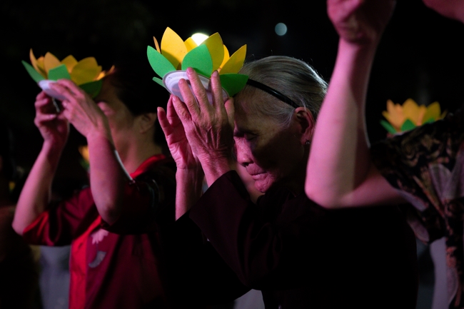 Candle Lighting Night of Ullambana Ceremony holding by Hieu and Thuong Group