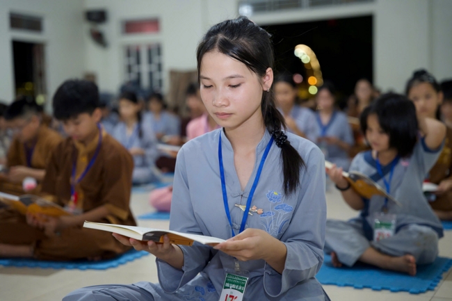 Ngày tu học thứ hai trong Khóa tu mùa hè tại Chùa Đống Cao (Thanh Hóa).