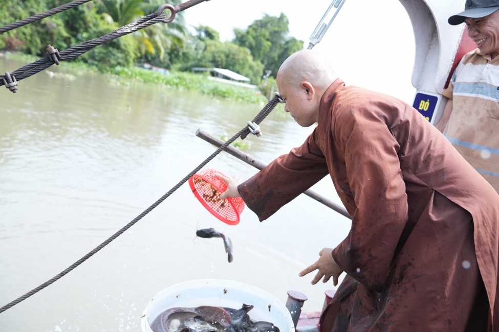 Phóng sinh tại bến phà Bình Mỹ.